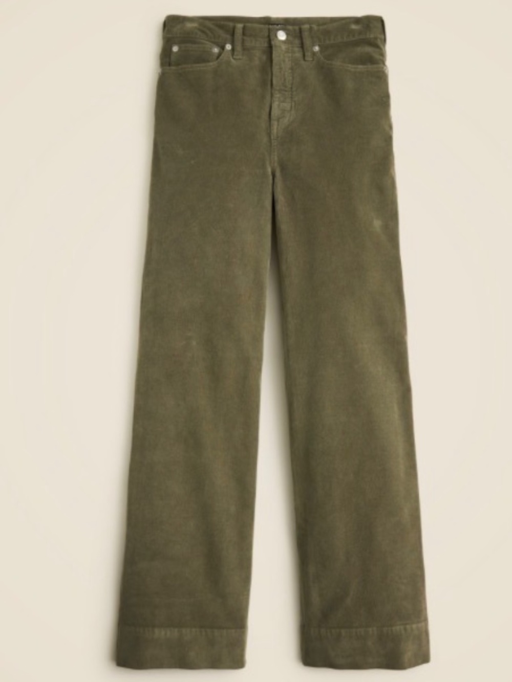 J Crew Wide Leg Corduroy 5 Pocket Trouser Rich Olive Green NWT SZ 26
